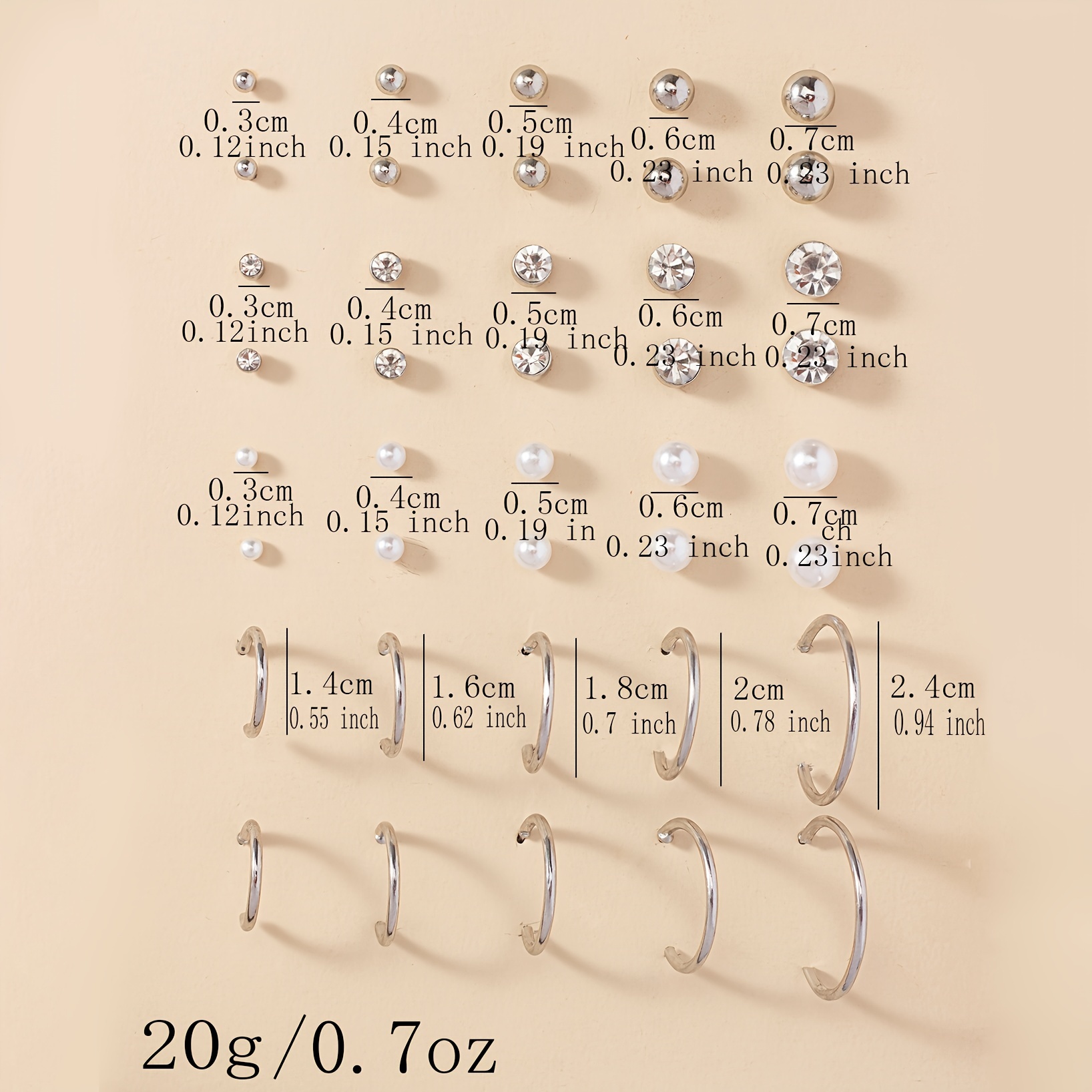 20 Pairs Pearl Ear Studs Women's Holiday Gift